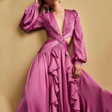 Kleid Laterne Satin Rosa