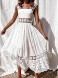 Weiß Spitzen-Baumwollkleid