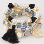 Boho Armband mit Schwarzen Rosen