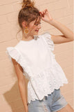 Boho Bluse Chic Weiße Spitze