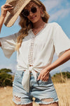 Boho Bluse Fließende Weiß