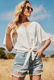 Boho Bluse Fließende Weiß