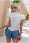 Boho Bluse Weiß Kurzarm