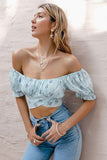 Boho Crop Top Blau