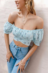 Boho Crop Top Blau