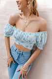 Boho Crop Top Blau