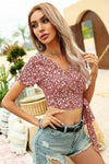 Boho Crop Top Rot Blumenmuster