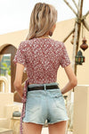 Boho Crop Top Rot Blumenmuster