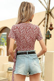 Boho Crop Top Rot Blumenmuster