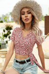 Boho Crop Top Rot Blumenmuster