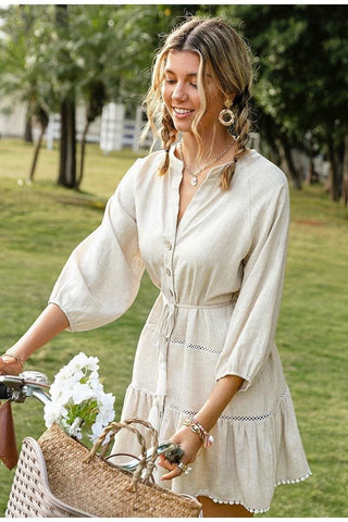 Boho Kleid Kurz Apricotfarbenes Landhaus