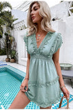 Boho Kleid Kurz Aqua Grün