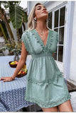 Boho Kleid Kurz Aqua Grün