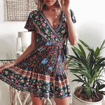 Boho Kleid Kurz Blumenmuster