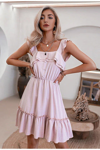 Boho Kleid Kurz Chic Rosa