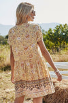 Boho Kleid Kurz Gelb Hippie