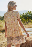 Boho Kleid Kurz Gelb Hippie