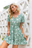 Boho Kleid Kurz Salbeigrünes