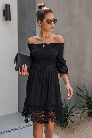 Boho Kleid Kurz Schwarzes Chic