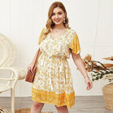 Boho Kleid Kurz Sommer Plus Size