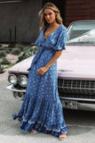 Boho Kleid Lang Blaues