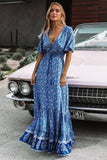 Boho Kleid Lang Blaues