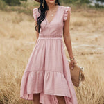 Boho Kleid Lang Rosa Chic