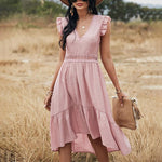 Boho Kleid Lang Rosa Chic