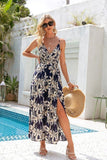 Maxikleid Boho Blaues Blumenmuster