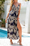 Maxikleid Boho Blaues Blumenmuster