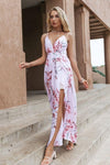 Maxikleid Boho Rosa Blumenmuster