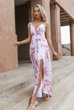 Maxikleid Boho Rosa Blumenmuster