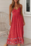 Maxikleid Boho Rotes Blumendruck