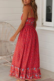 Maxikleid Boho Rotes Blumendruck