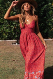 Maxikleid Boho Rotes Blumendruck