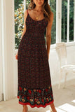 Maxikleid Boho Schwarzes Geblümtes