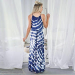 Maxikleid Boho Tie-Dye Blautöne