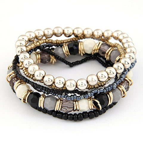 Pulsera Bohemia Negra con Dorado