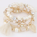 Pulsera Estilo Bohemio con Perlas Blancas