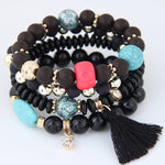 Pulsera Negra Bohemia con Perlas